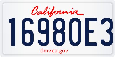 CA license plate 16980E3