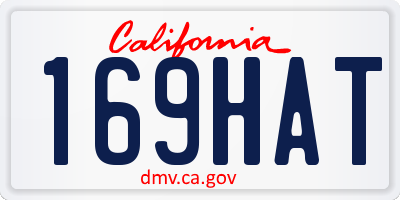 CA license plate 169HAT