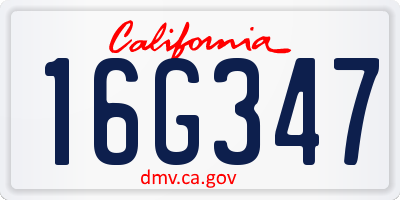 CA license plate 16G347