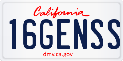 CA license plate 16GENSS