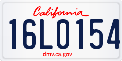 CA license plate 16L0154