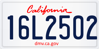 CA license plate 16L2502