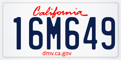 CA license plate 16M649