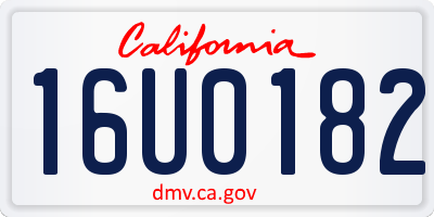 CA license plate 16U0182