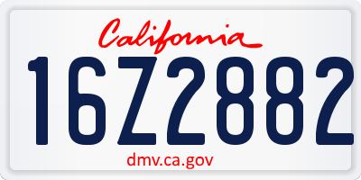 CA license plate 16Z2882