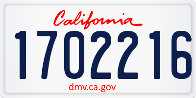 CA license plate 1702216