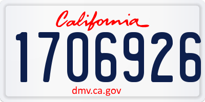 CA license plate 1706926