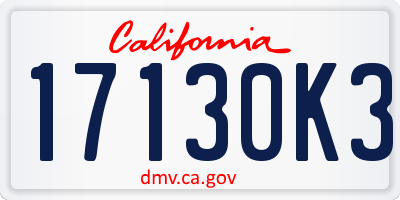CA license plate 17130K3
