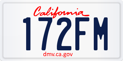 CA license plate 172FM