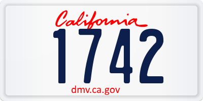 CA license plate 1742