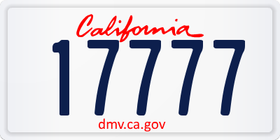 CA license plate 17777