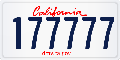 CA license plate 177777