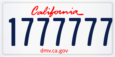 CA license plate 1777777