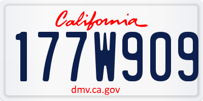 CA license plate 177W909