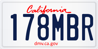 CA license plate 178MBR