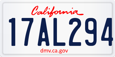 CA license plate 17AL294