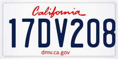 CA license plate 17DV208