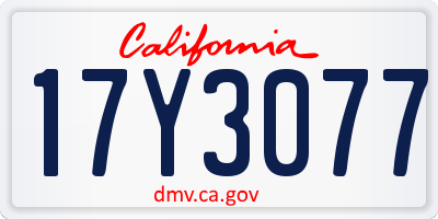 CA license plate 17Y3077