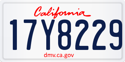 CA license plate 17Y8229