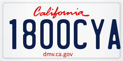 CA license plate 1800CYA