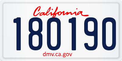 CA license plate 180190