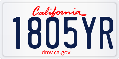 CA license plate 1805YR