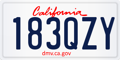 CA license plate 183QZY