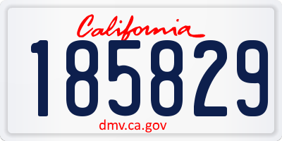 CA license plate 185829