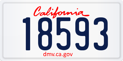 CA license plate 18593