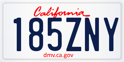 CA license plate 185ZNY