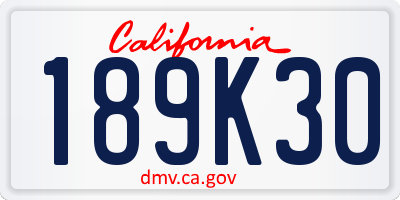 CA license plate 189K30