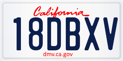 CA license plate 18DBXV