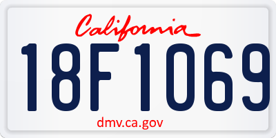 CA license plate 18F1069