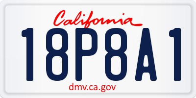 CA license plate 18P8A1