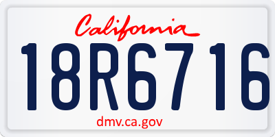 CA license plate 18R6716