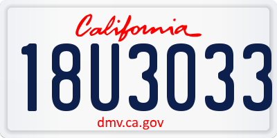 CA license plate 18U3033