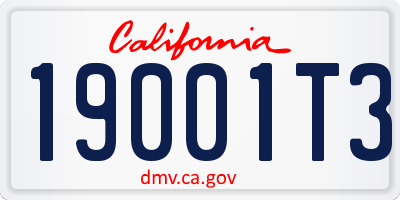 CA license plate 19001T3