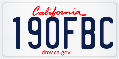 CA license plate 190FBC