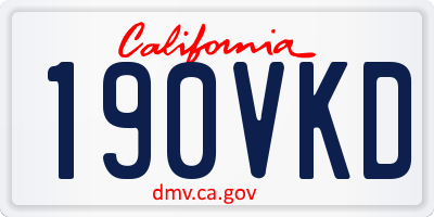 CA license plate 190VKD