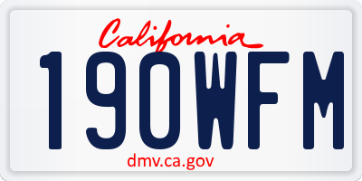 CA license plate 190WFM