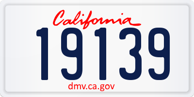 CA license plate 19139