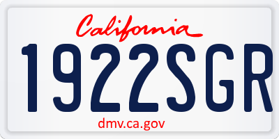 CA license plate 1922SGR