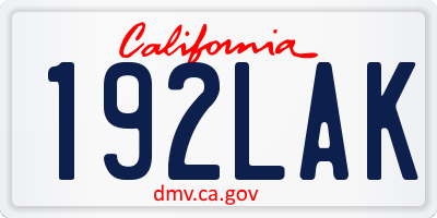 CA license plate 192LAK