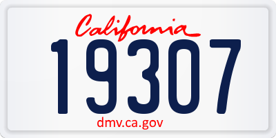 CA license plate 19307