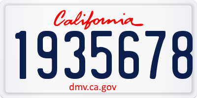 CA license plate 1935678