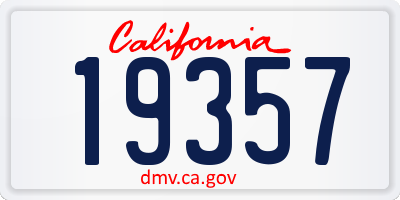 CA license plate 19357