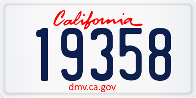 CA license plate 19358