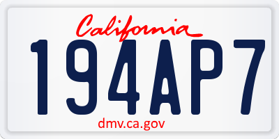 CA license plate 194AP7