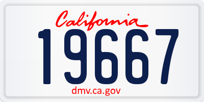 CA license plate 19667