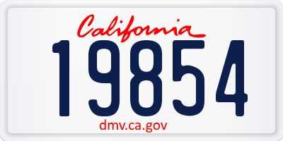 CA license plate 19854